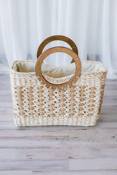 LUCCA PEONIES BASKET WEAVE BAG
