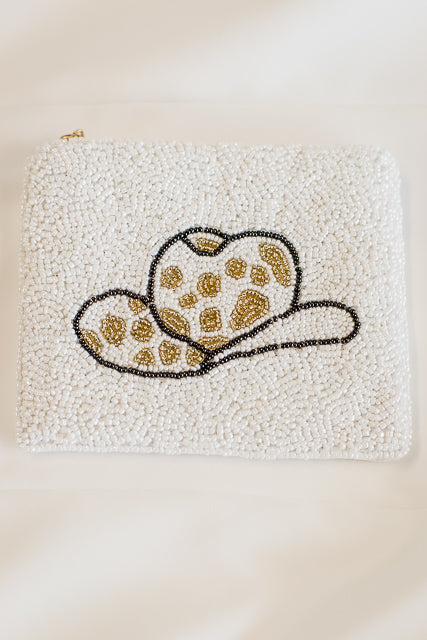 COWBOY HAT BEADED COIN PURSE